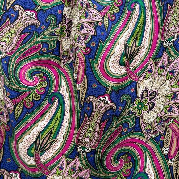 Talbots 100% Silk Paisley Floral Sleeveless Blue Pink Green Luxury Top, 12P - Picture 10 of 10